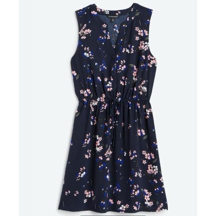 Women's 41 Hawthorn Claira Stitch Fix Tie Waist Dress Navy Floral- Medium Nwt